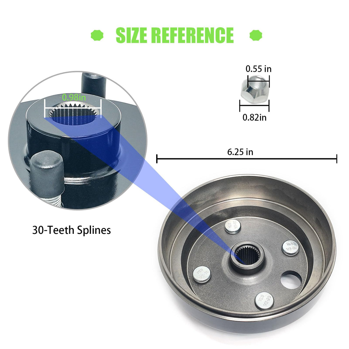 LOSTAR brake drum 30-spline centre detail for durable, secure braking contact