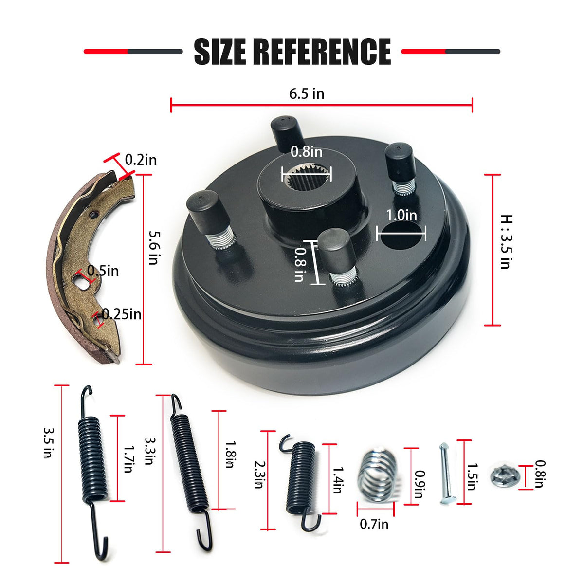 Lostar brake shoes kit with springs for EZGO TXT.
