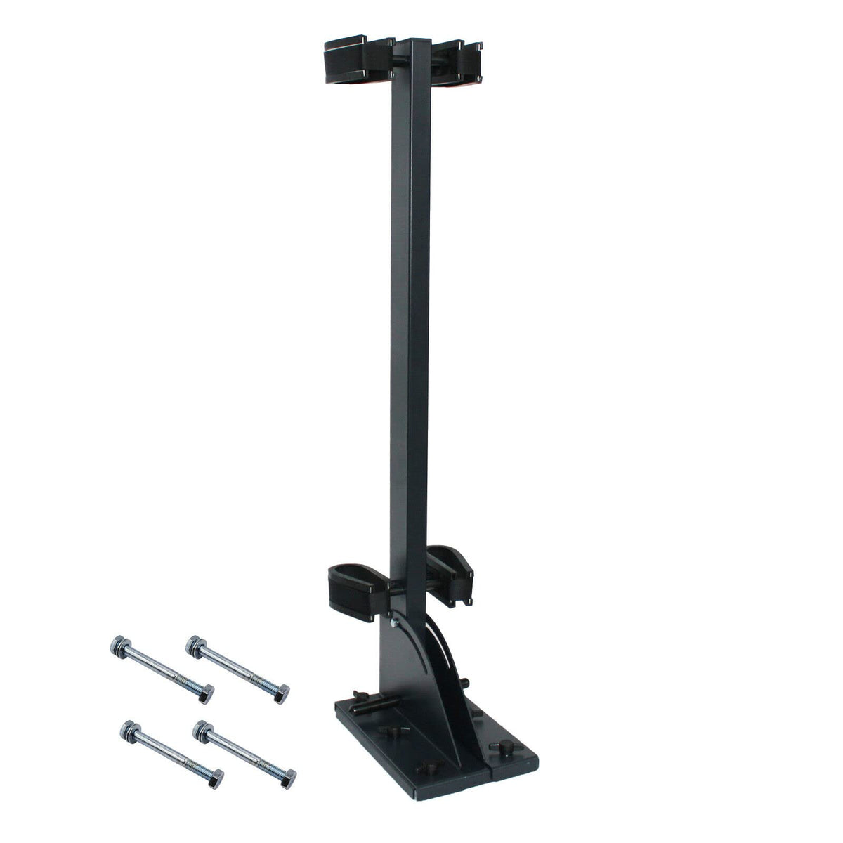 LOSTAR golf cart gun rack side view highlights sturdy mount for travel