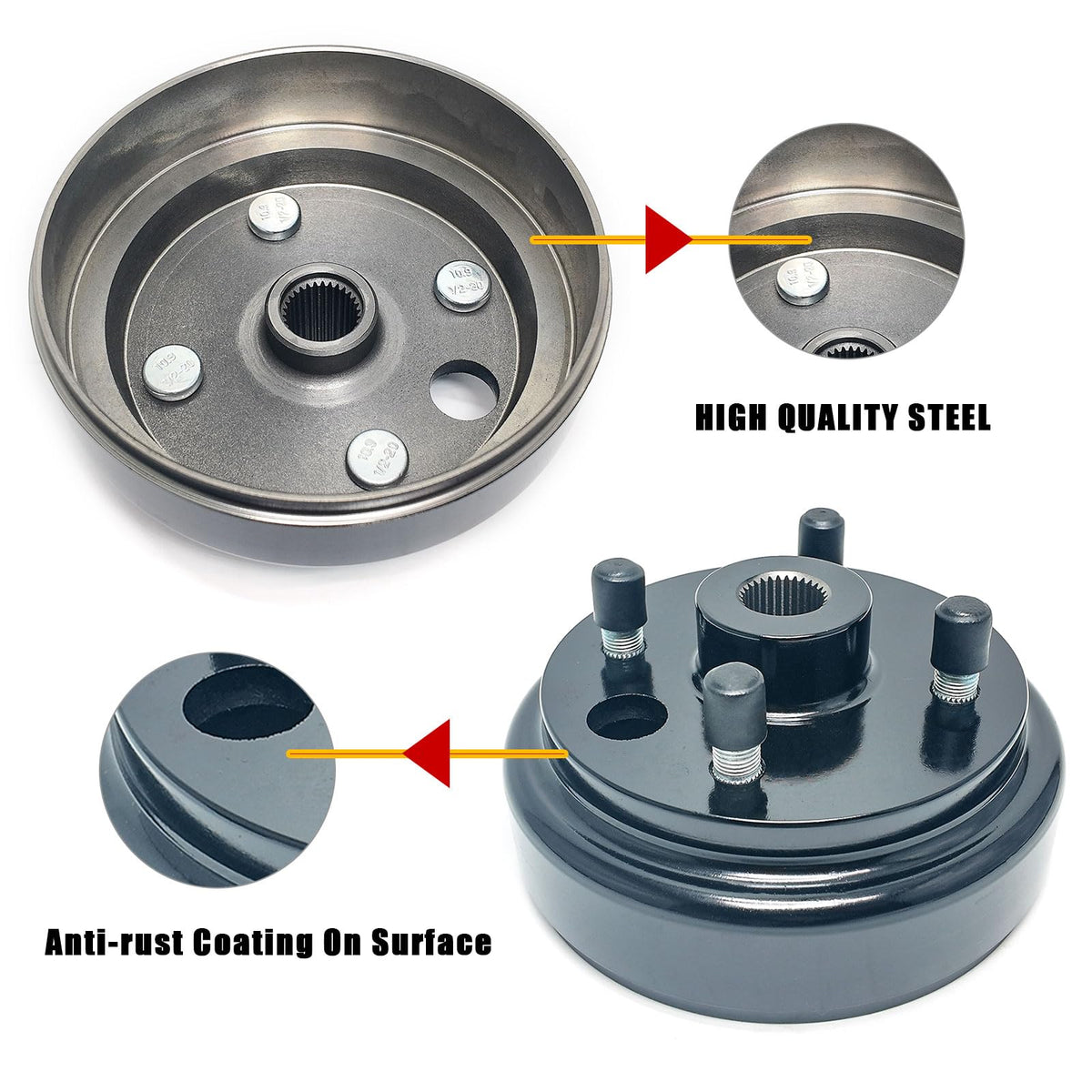 LOSTAR durable metal brake drum hub designed for wear resistance.