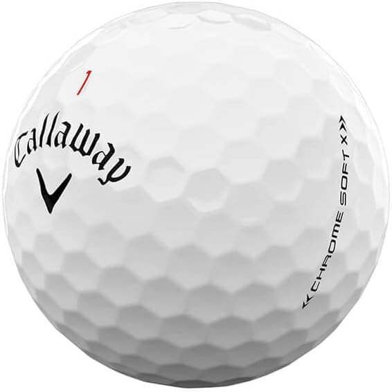 LostGolfBalls Chrome Soft X ball close-up showing urethane cover for greenside spin