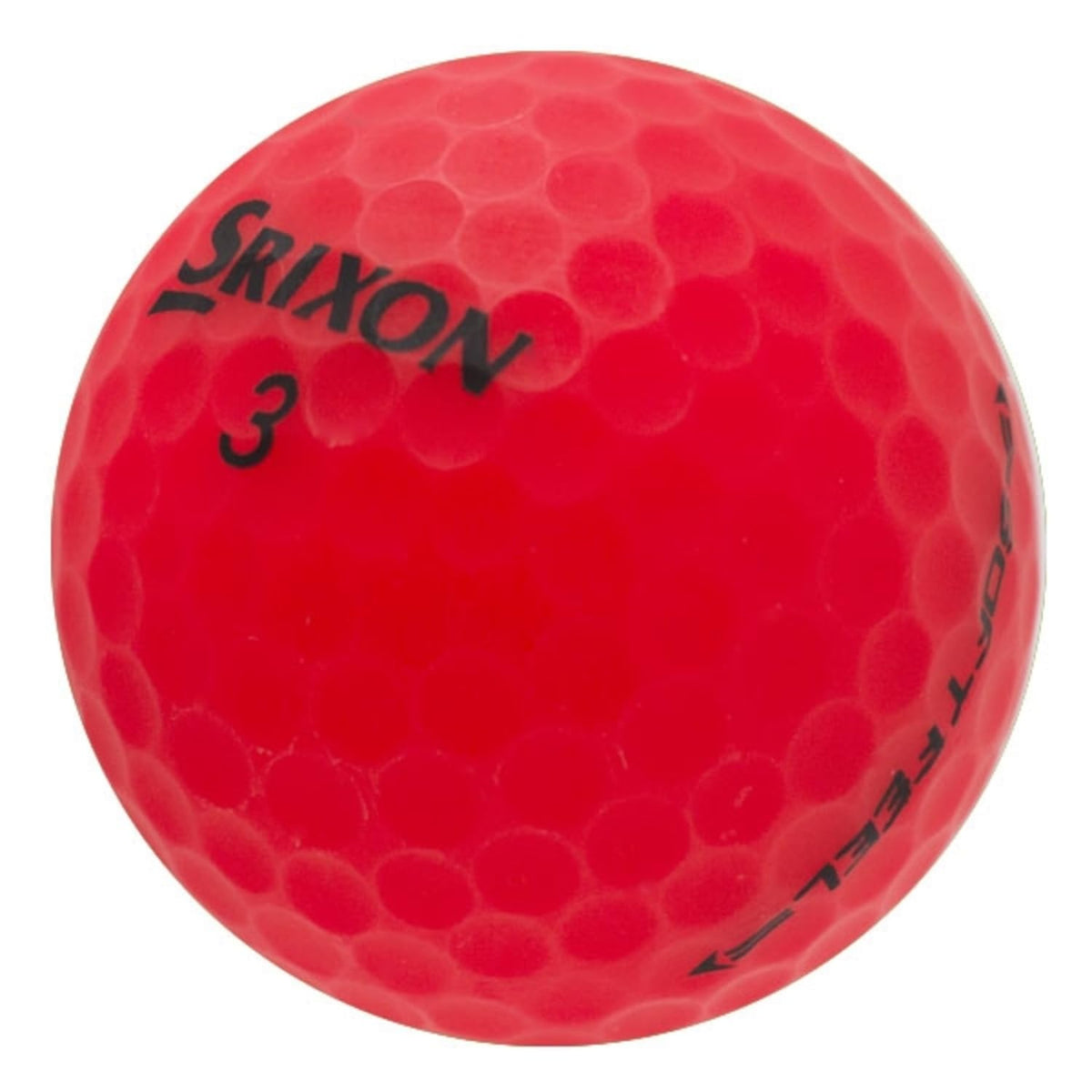 LostGolfBalls Srixon Soft Feel matte red closeup shows vibrant color and soft touch