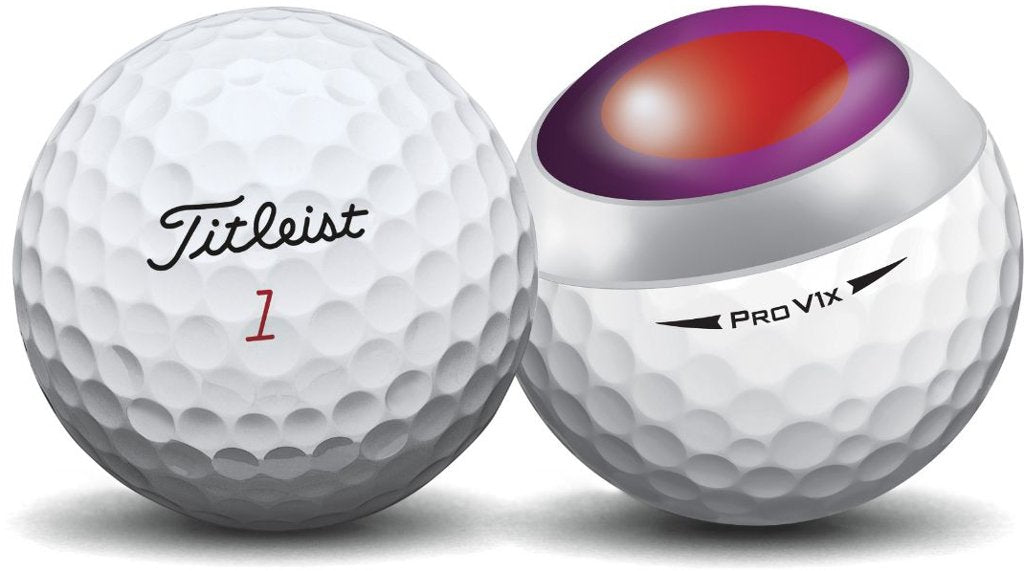 LostGolfBalls Titleist Pro V1X 2014 ball close-up, showcasing 328-dimple design for stable flight.