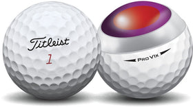 LostGolfBalls Titleist Pro V1X 2014 ball close-up, showcasing 328-dimple design for stable flight.