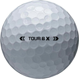 LostGolfBalls Tour B X ball closeup highlighting premium recycled construction.