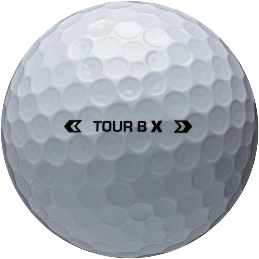 LostGolfBalls Tour B X ball closeup highlighting premium recycled construction.