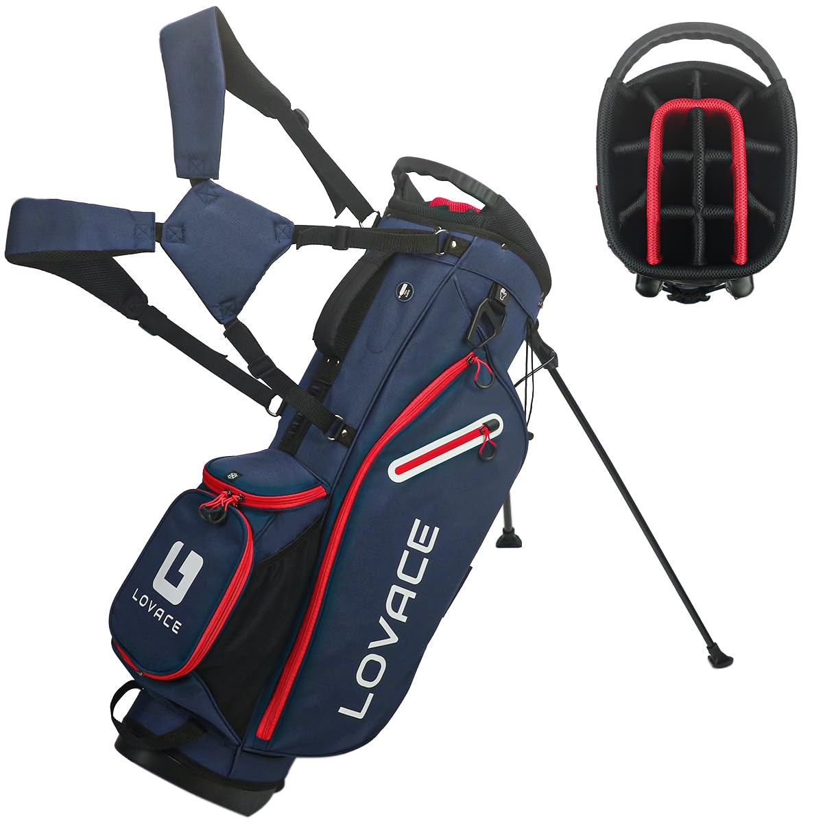 LOVACE 14-Way top divider keeps clubs organized for quick access on course.