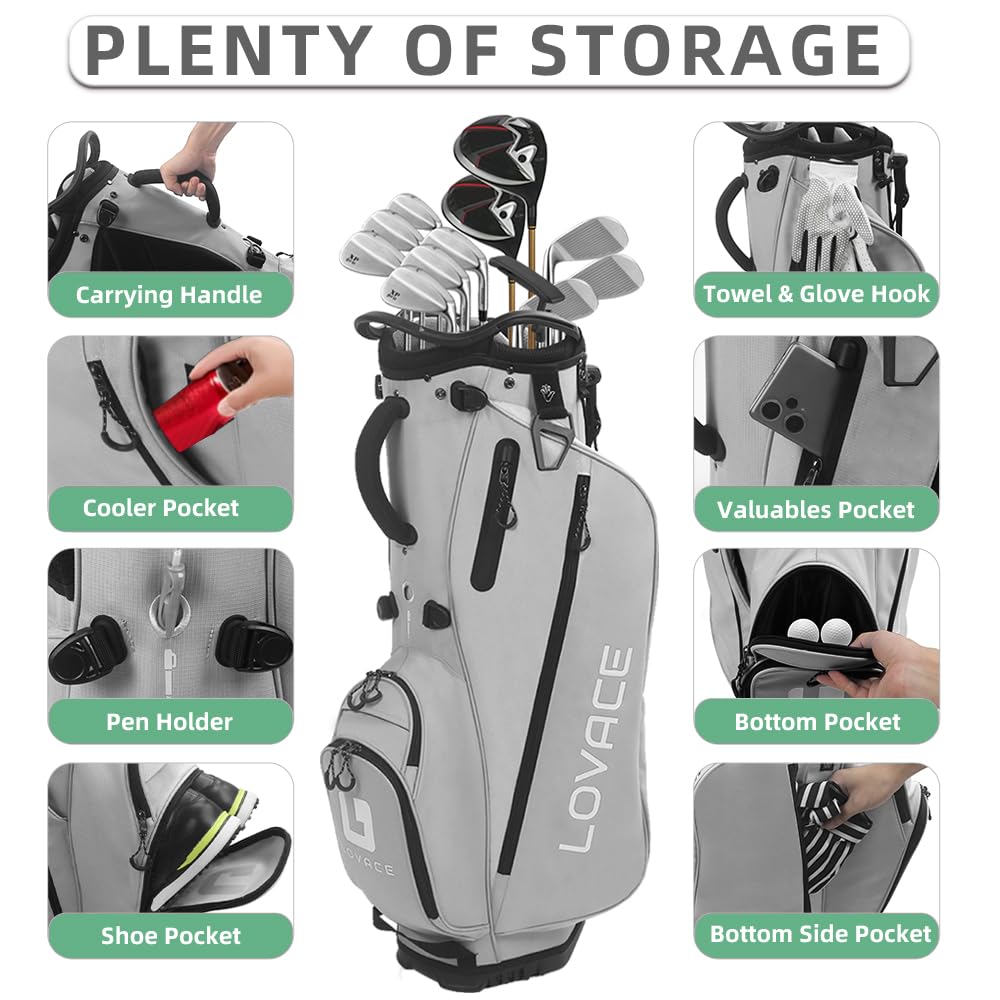 LOVACE ergonomic dual-strap design reduces shoulder strain during long rounds.