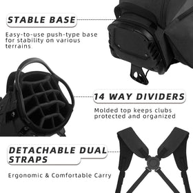 LOVACE golf bag stand base shown for stable upright storage.