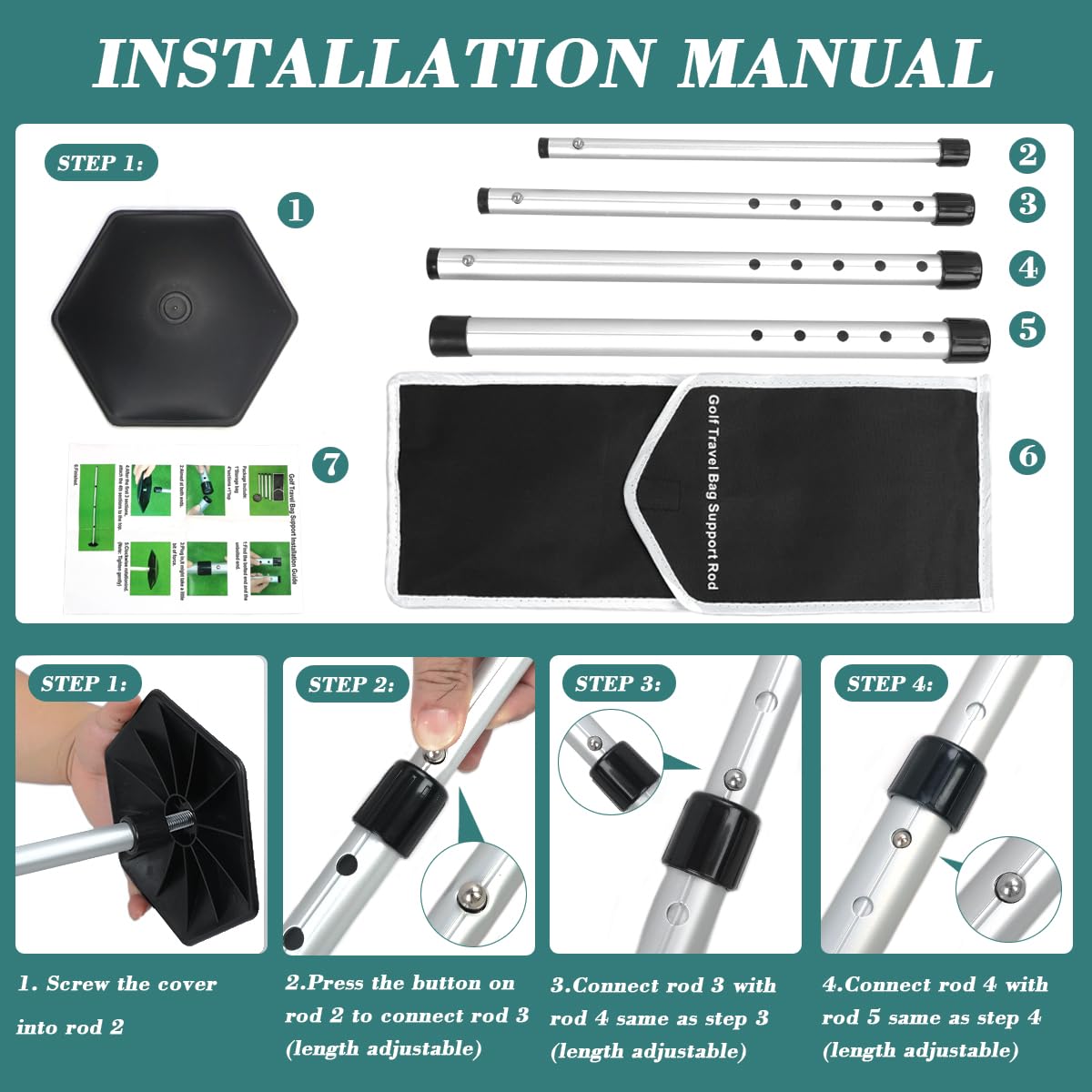 LOVACE push-button adjustment on travel pole for quick setup