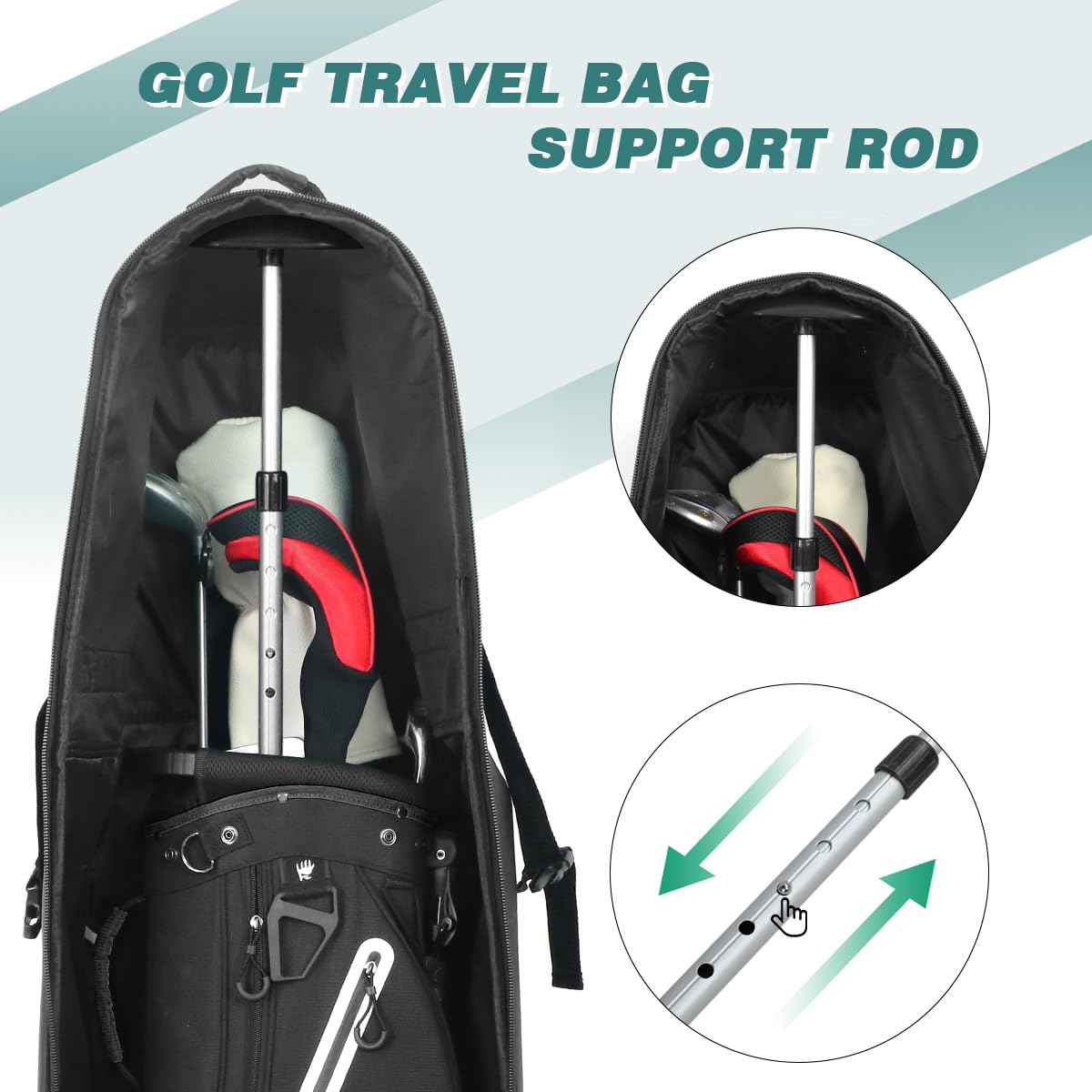 LOVACE golf travel pole collapsed for compact storage in your bag