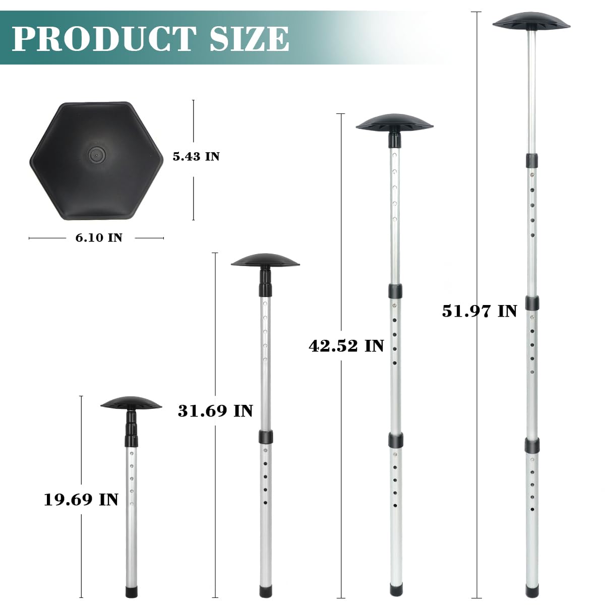 LOVACE dome-cap atop travel pole distributing pressure on clubs