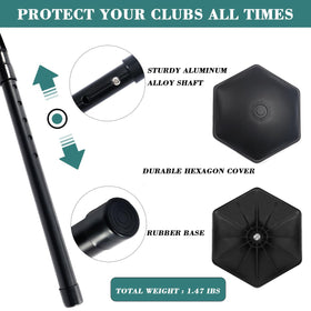LOVACE shock-absorbing dome cap protects clubs from impact during travel.