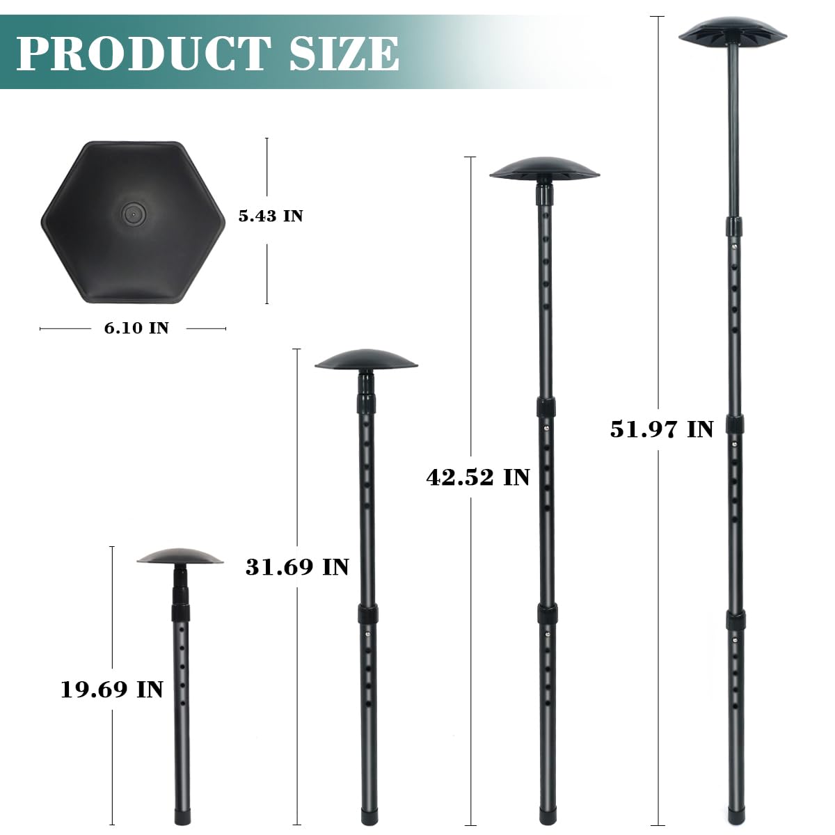 LOVACE durable aluminum pole with reinforced top and base.