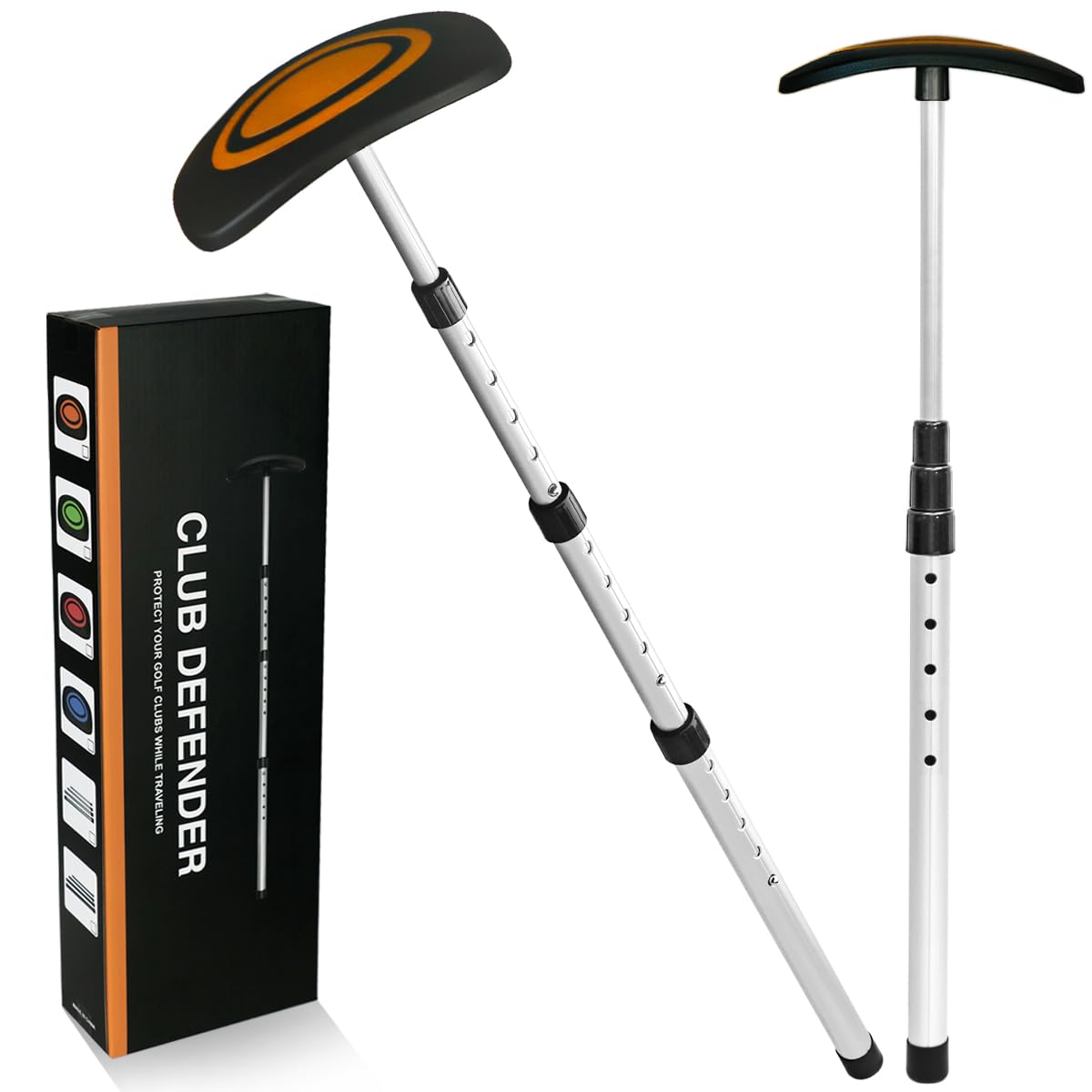 Lovace golf travel bag support rod extended, showing added reach and protection.