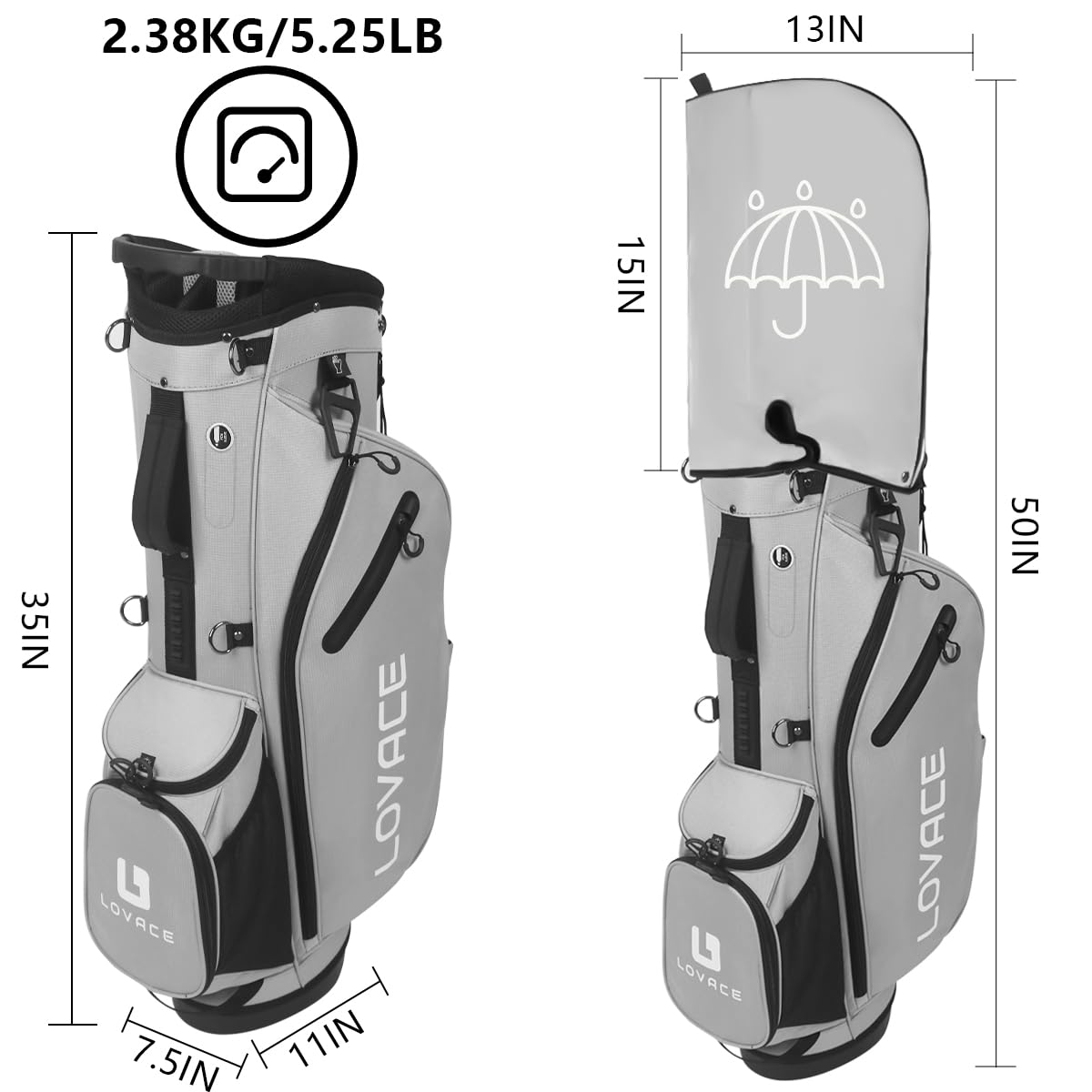 LOVACE lightweight-stand-bag reduces fatigue with padded ergonomic shoulder straps.