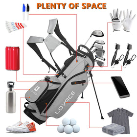 LOVACE multi-pocket-organization for balls, tees, gloves, and accessories neatly stored.