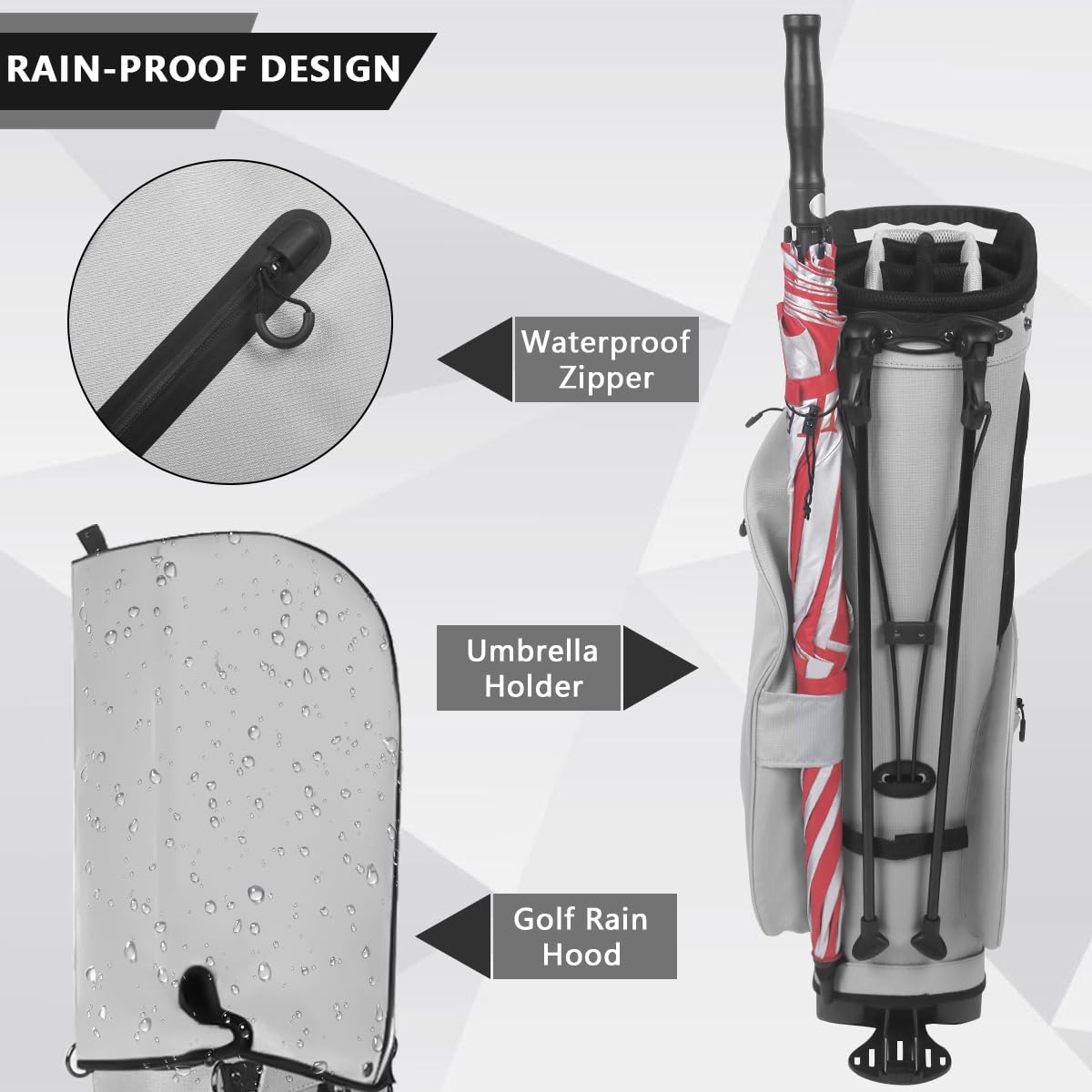 LOVACE stable-stand-design stays upright for quick club retrieval between holes.