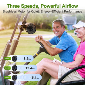 Lovegoo golf cart fan timer options for auto shut-off and battery savings.