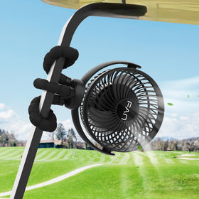 Lovegoo rechargeable golf cart fan with 10000mAh battery for extended cooling.