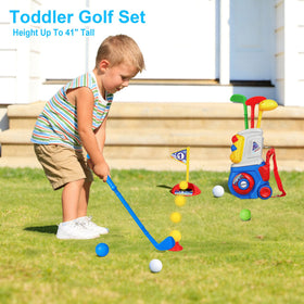 LPFG Toddler Golf Set four lightweight clubs with detachable heads for simple assembly.