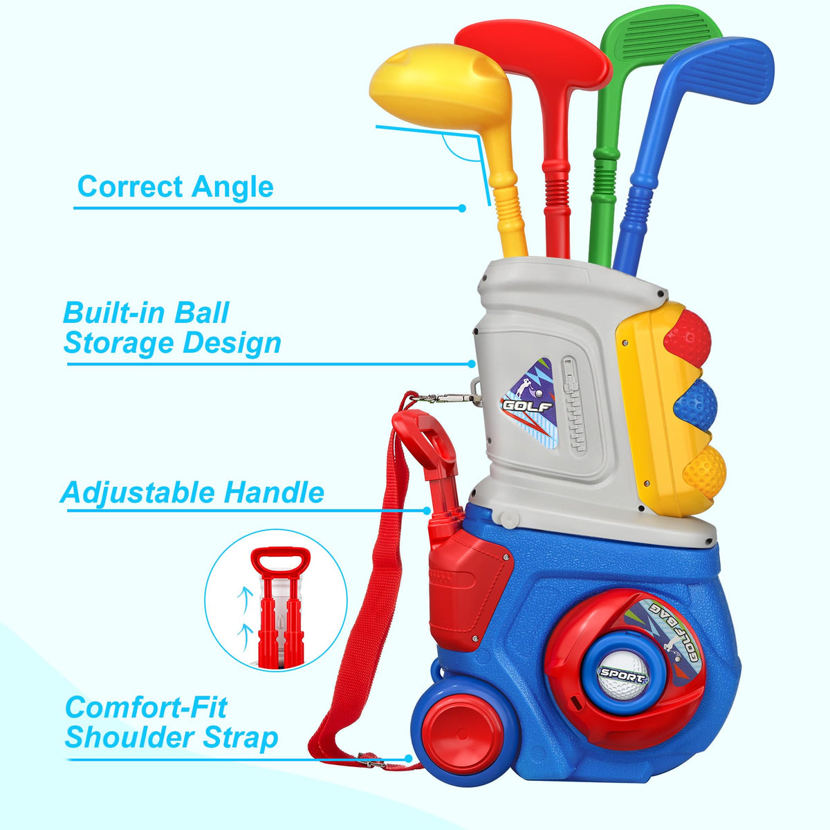 LPFG Toddler Golf Set includes two holes for indoor or outdoor practice.