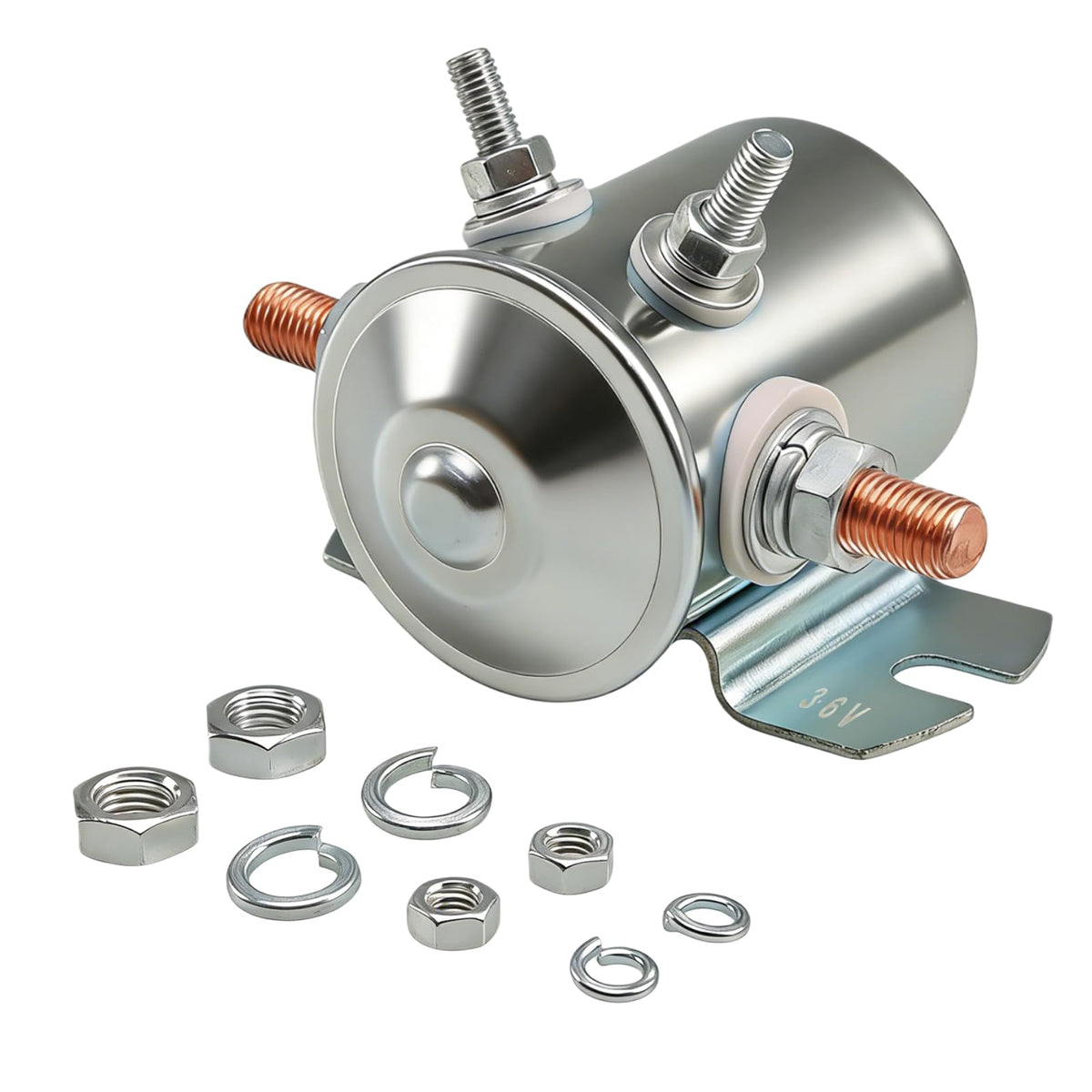 LQYLMY 36V solenoid relay for EZGO carts demonstrates rugged build for reliable start.