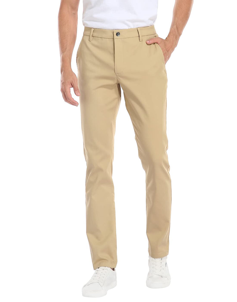 LRD mens stretch golf pants front pocket in khaki showing secure storage for on-course essentials