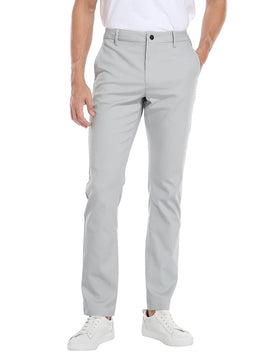 LRD men's stretch golf pants gray front view for flexible swings and all-day comfort.
