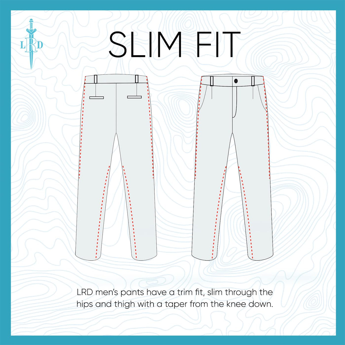 LRD navy pants showing belt loops and pockets for on-course versatility.