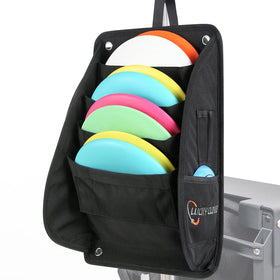 LUCKY CLOVER disc-putter-pouch-cart-strap securely attaches to cart for quick disc access.
