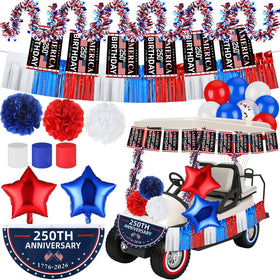 Lunmon wool strips add vibrant color to golf cart decor for a patriotic parade