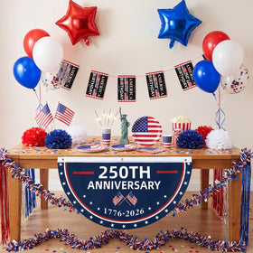 Lunmon red and blue star balloons create festive focal points for outdoor celebrations