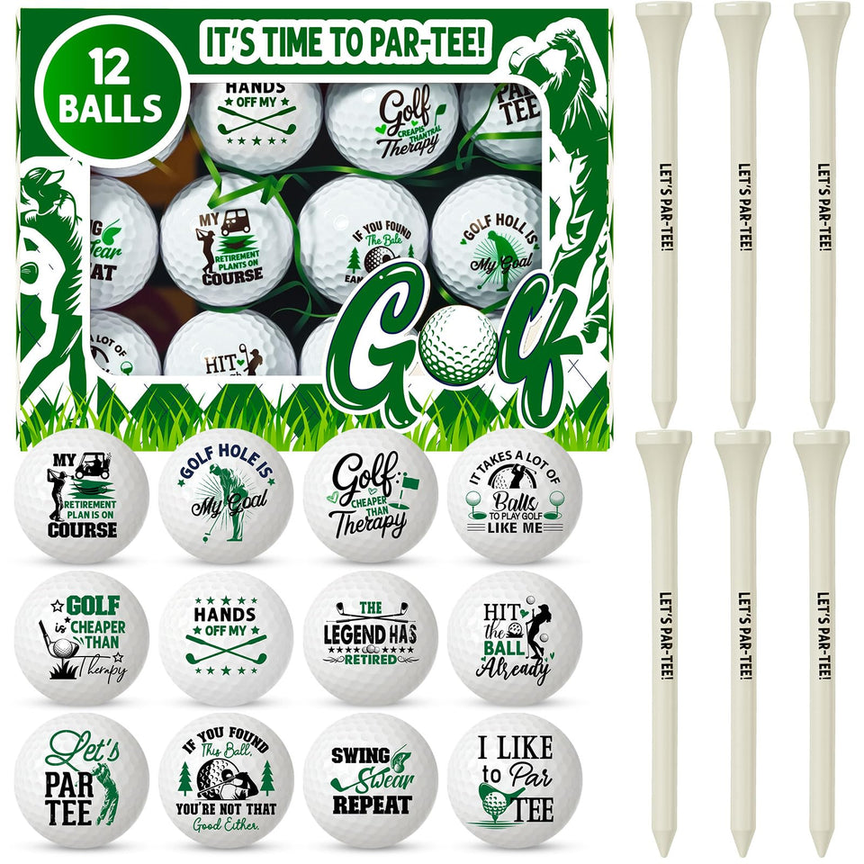 Lunmon funny golf balls 12-set with playful designs for gifting and fun rounds.