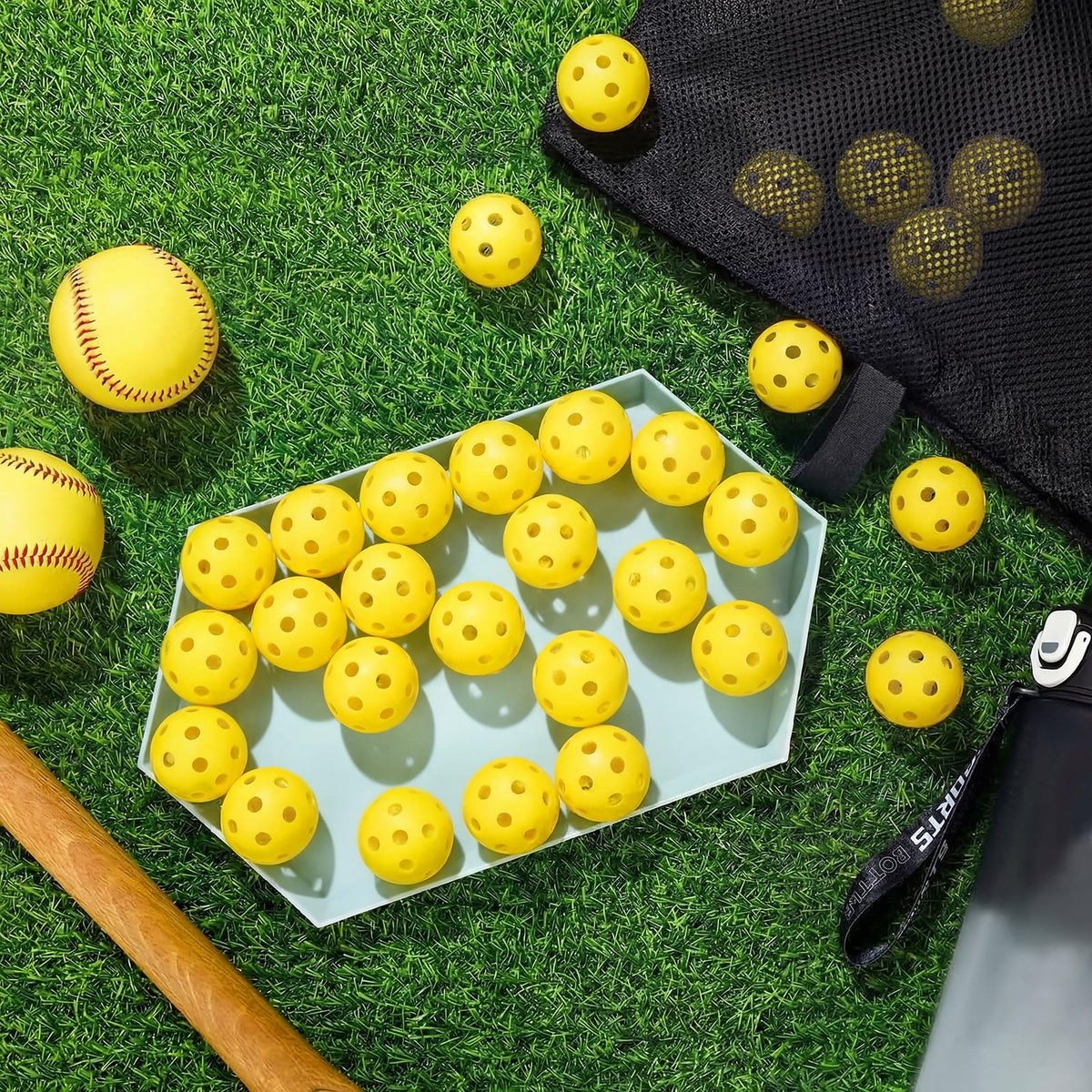 Lunmon hollow-design training balls simulate real flight for batting and throwing basics.