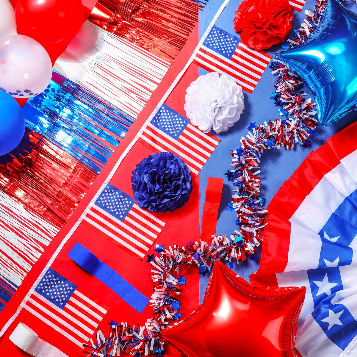 Lunmon red-white-blue tassels add festive flair to any setup.