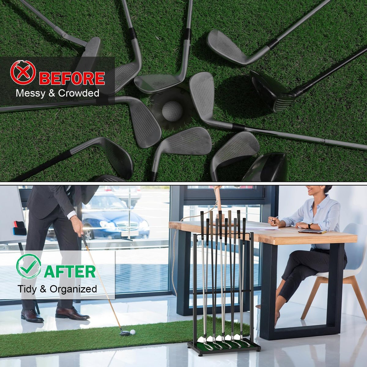 Luplom drainage holes prevent water accumulation for longer club life.