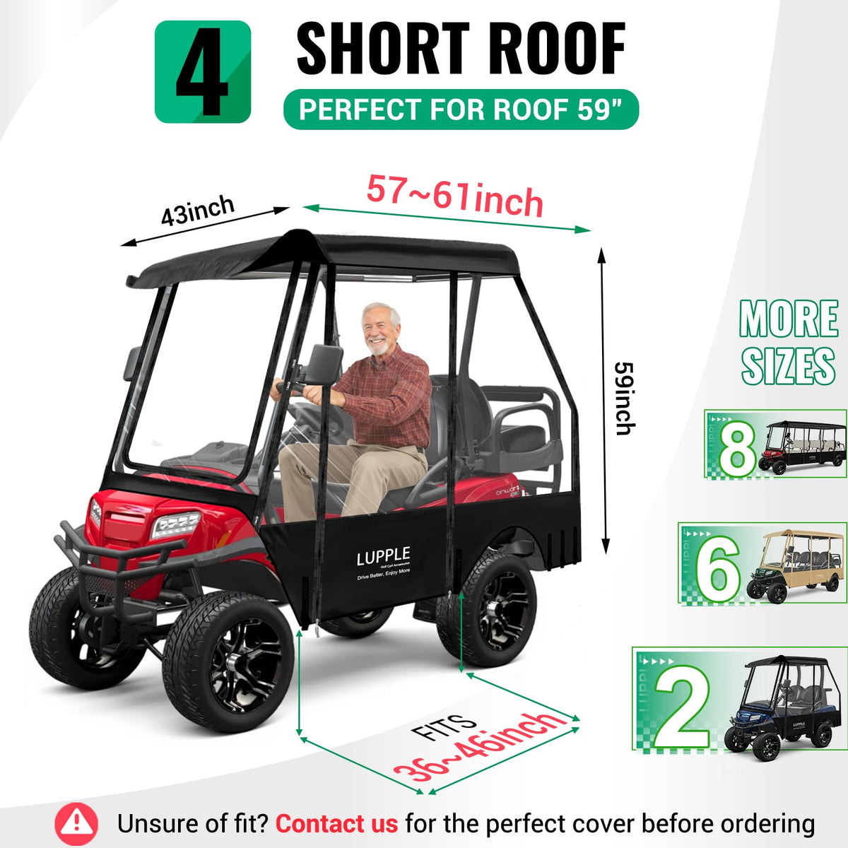 LUPPLE enclosure fits EZGO TXT RXV and Club Car DS Precedent for reliable coverage.