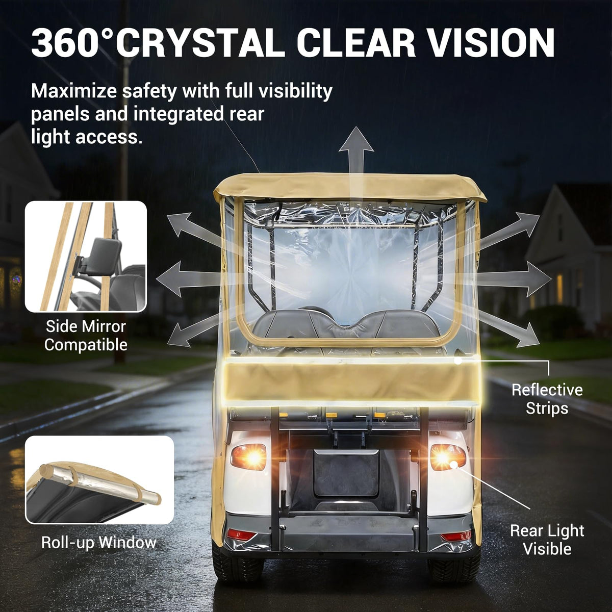 LUPPLE universal golf cart enclosure material closeup highlights rugged fabric durability