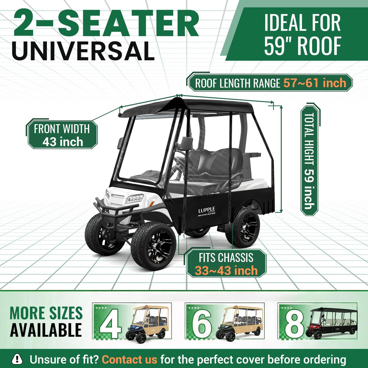 LUPPLE enclosure side view highlights four sided zippers for easy loading.