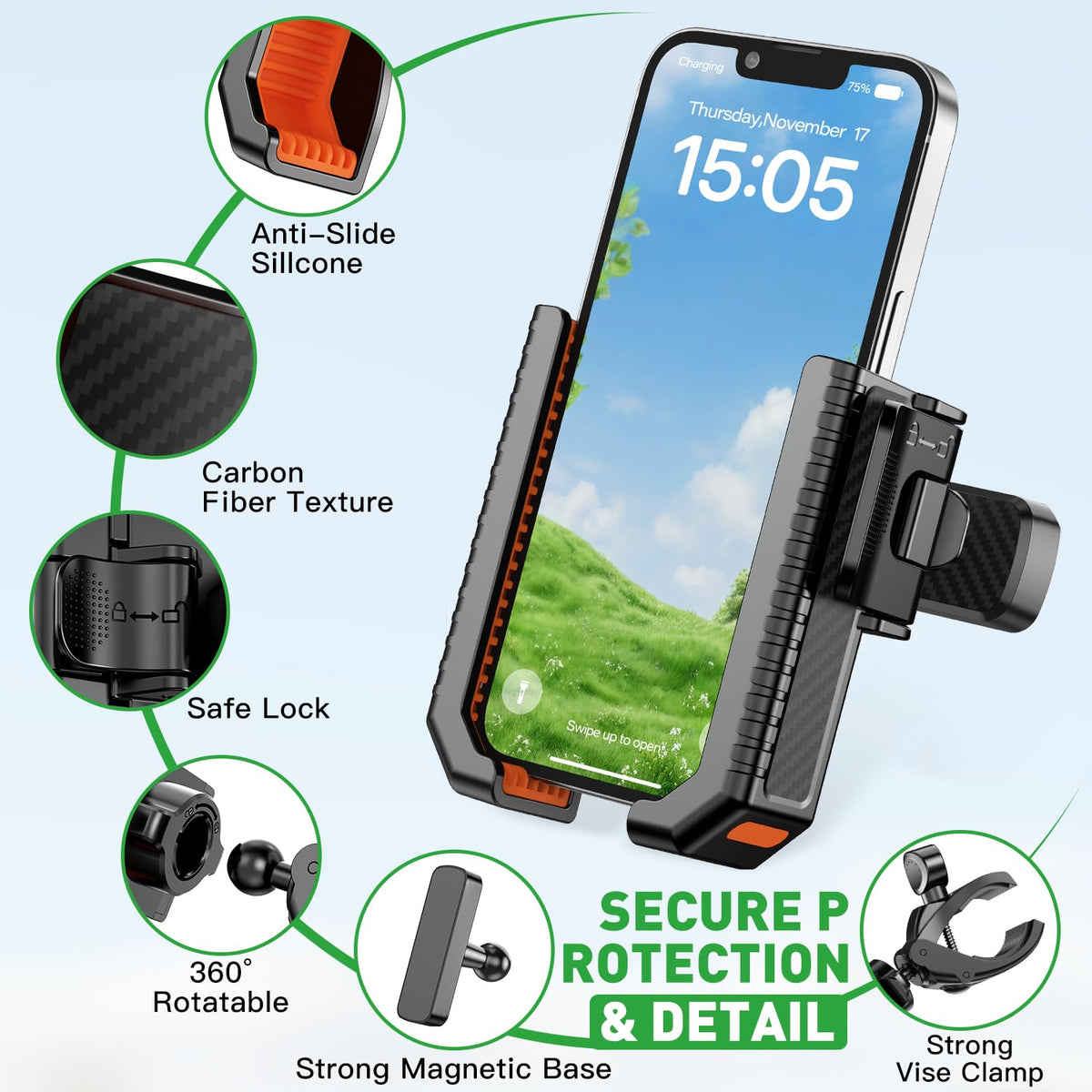Luraines 360-degree joint enables full rotation for easy viewing.
