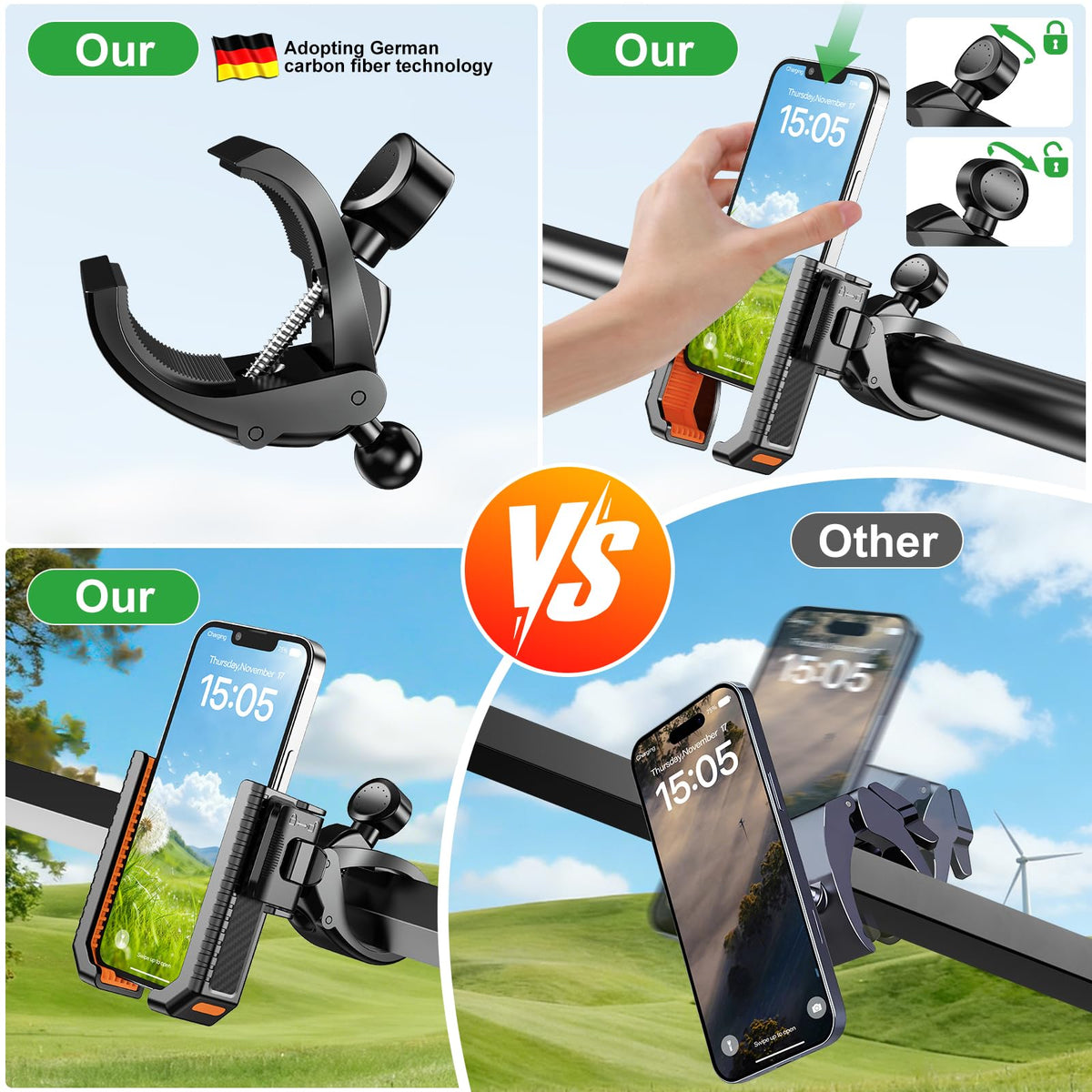 Luraines supports 4.5–7-inch phones including iPhone, Galaxy, and Pixel models.
