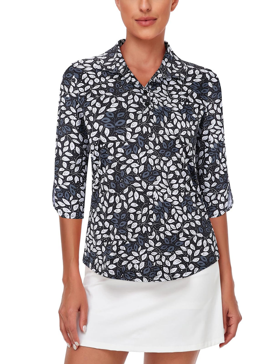 LURANEE long sleeve polo front view with breathable quick-dry fabric for hot days