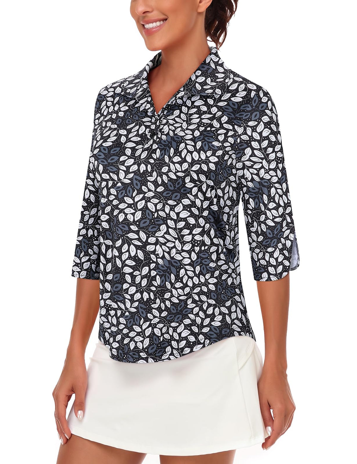 LURANEE golf polo featuring V neck and 2 buttons for stylish comfort