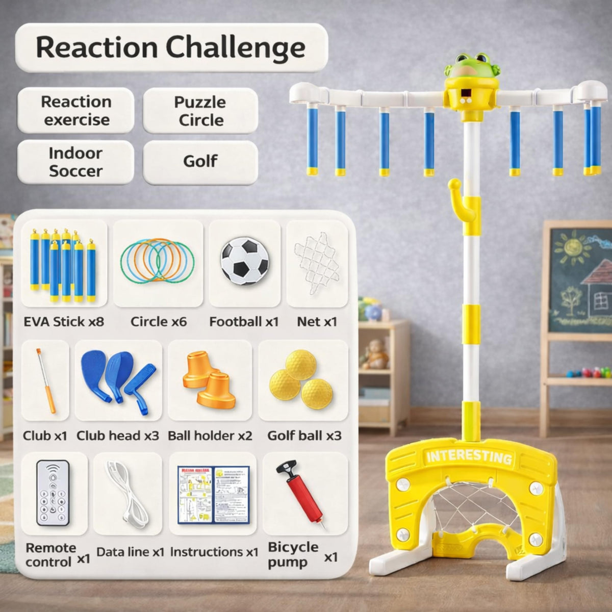 Lushain Reflex Drop Sticks ring toss on table or lawn for portable fun