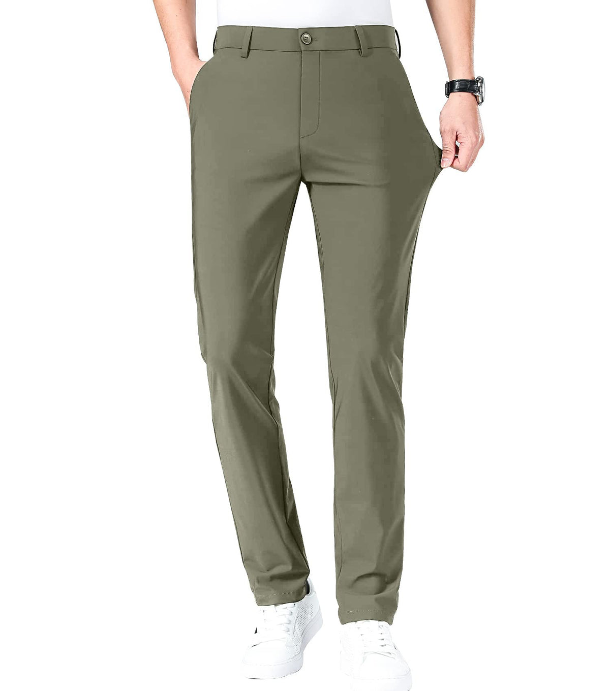 LUSHENUNI men's golf pants with ice-silk fabric for cool, quick-dry comfort on the course