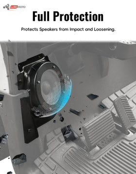 Luxemoto 30-degree angled design enhances sound projection.