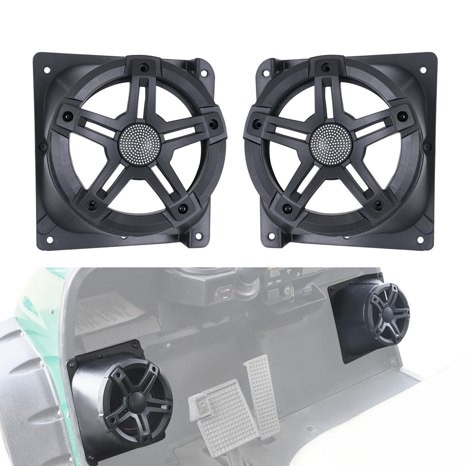 Luxemoto 65-inch under-dash bracket left view secures 6.5-inch speakers