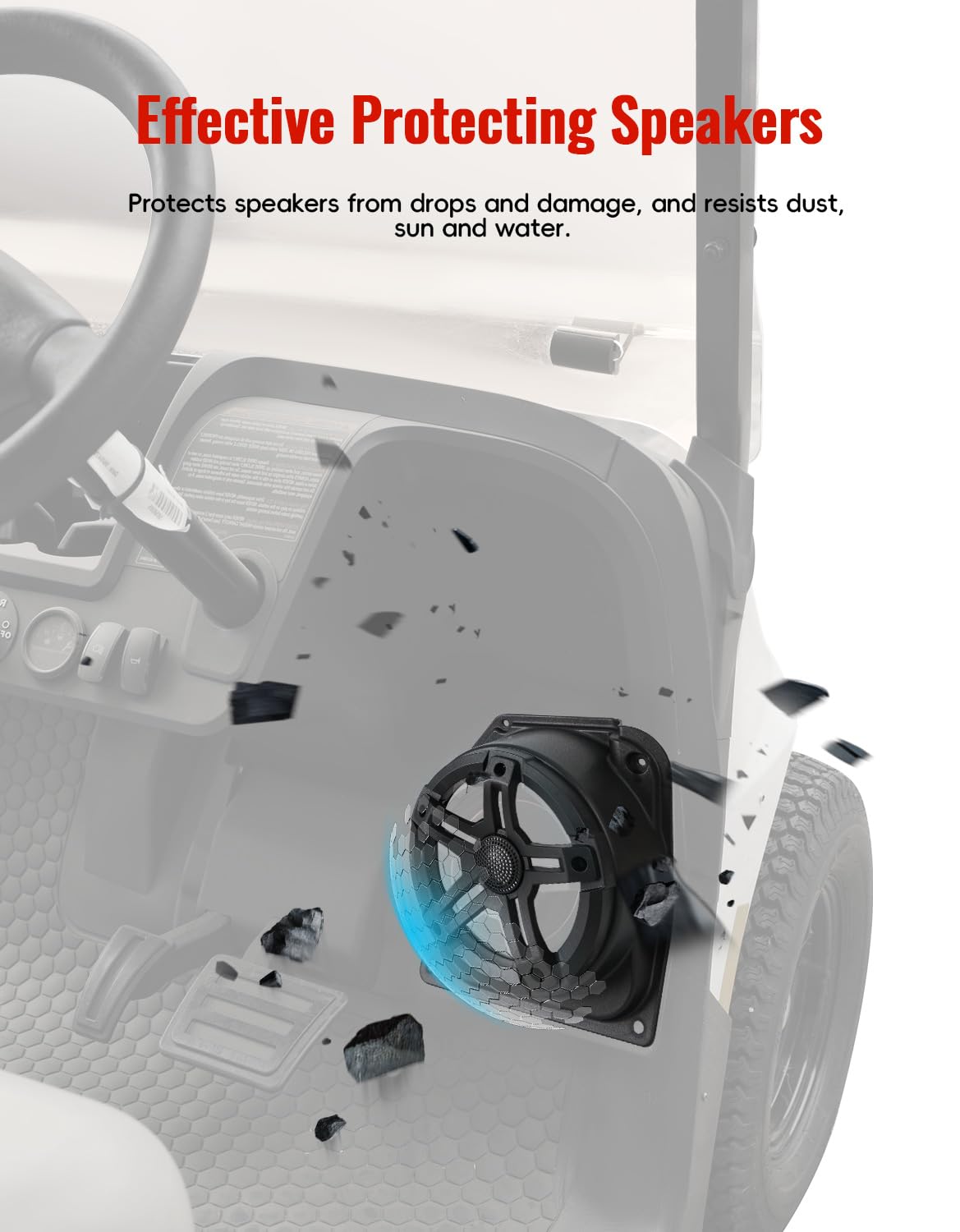 Luxemoto angled design directs sound toward driver and passenger areas