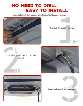 LUXEMOTO black mounting bracket shown with overhead tray